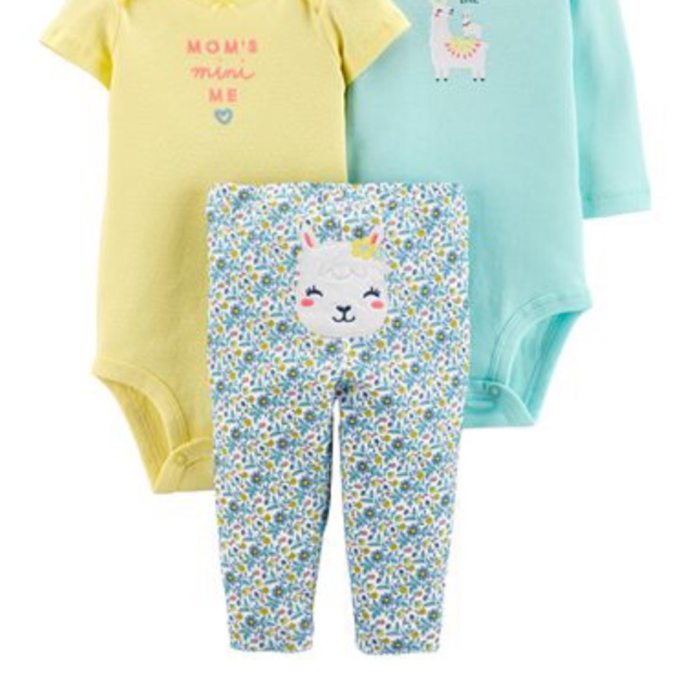 Baby girls 3-pc, Cotton Bodysuits & Pants Set